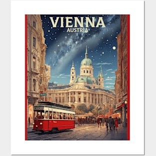 Vienna Austria Starry Night Vintage Travel Poster Tourism Posters and Art